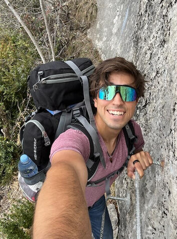Nico, 23, in his element on a multi-day trek