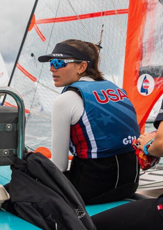 Carolina, 17, taking a quick break to talk about how the boat feels with coach