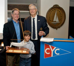 Nico at 8 years old, Receiving the Corinthian Yacht Club's "Junior Sailor of the Year" Award